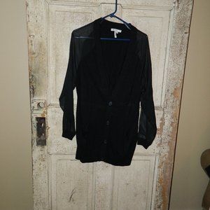 BCBGeneration Black Sheer Arm Cardigan Sweater Size L  (FF-7)